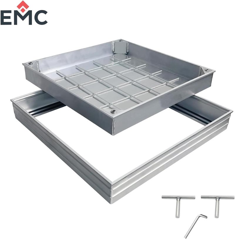 EMC غطاء فتحة مانهوled للأرضية مدمج من EMC، صينية بلاط من الألمنيوم، مربع (40X40) - Image 2